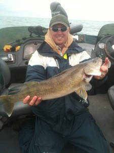 Kevin O'Malley's practice partner, John Mathews, with a nice Lake Erie walleye!