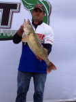 Pro Mike Cira with biggest NWT Day 2 walleye--a 29 incher!