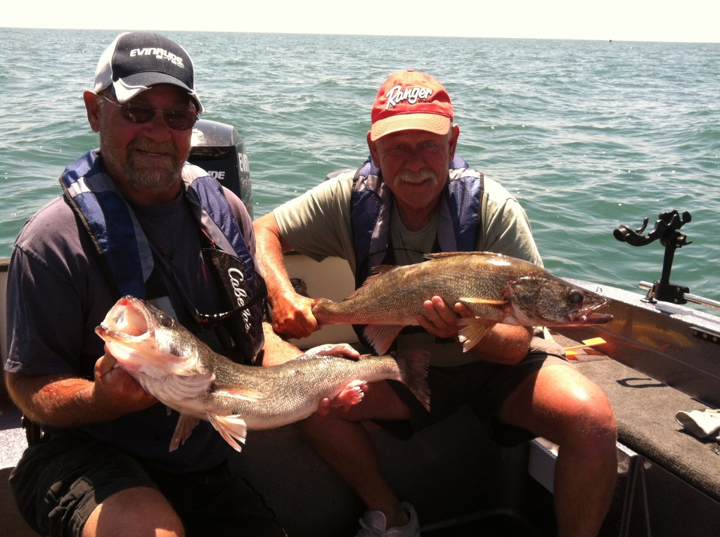 Canadians Derek and Pat caught these nice walleyes out of Spike's Ranger Day 6 at Lake Erie--a 26 and a 27 1/2 incher!