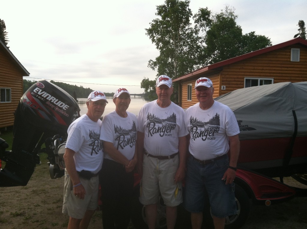 Gary, Danny, Dave and Denny with their clean Ranger shirt and new hat for the ride back to Cedar Rapids!