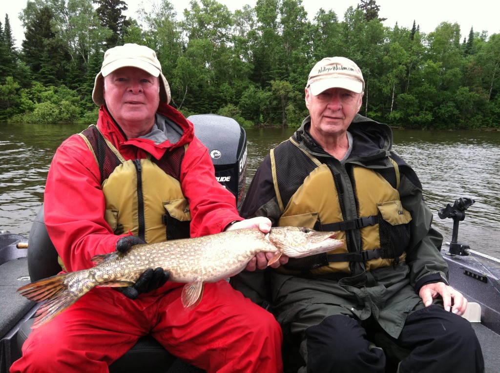 Denny and Dave with a nice Northern caught on a Berkley #7 Flicker Shad one of their rough weather days!