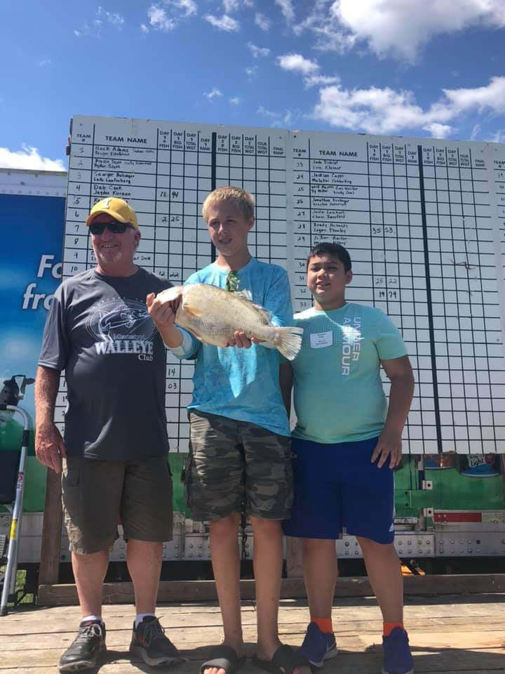 Youth angler and volunteer at 2022 Mississippi Walleye Club Kids Day (gallery view)